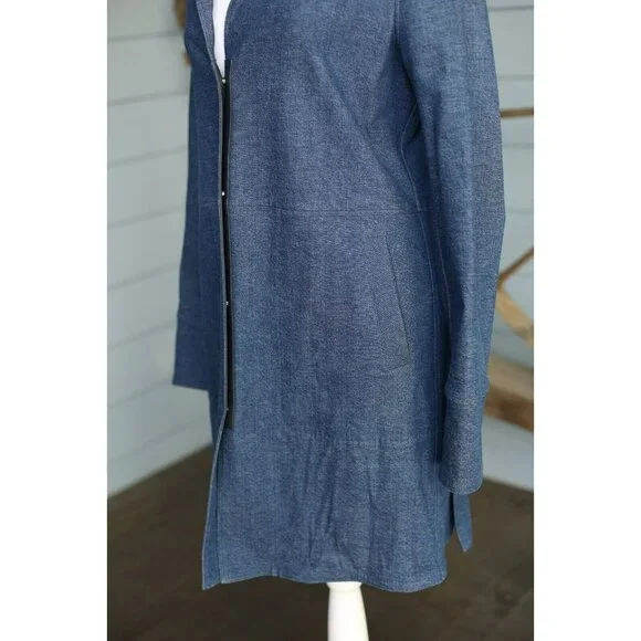 $4,100 Loro Piana Cedric Stretch Cotton/Elastane Denim Coat Size 42 NWT